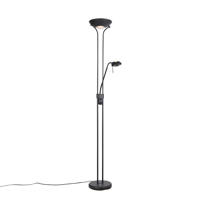 Stehleuchte schwarz mit Leseleuchte inkl. led und Dimmer - Diva 2