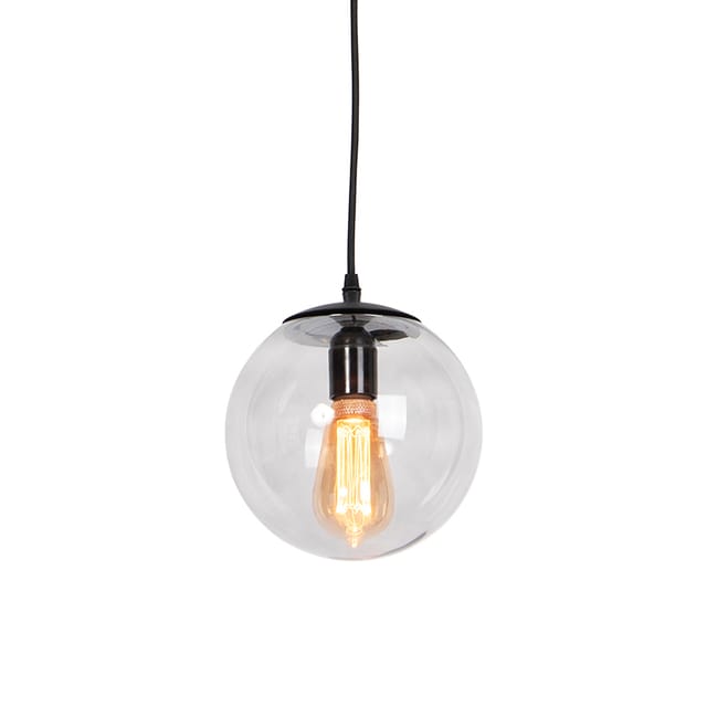 Moderne Hängelampe Schwarz mit grauem Glas 20cm - Pallon