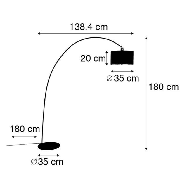 Moderne Bogenlampe Schwarz mit Schirm - Vinossa
