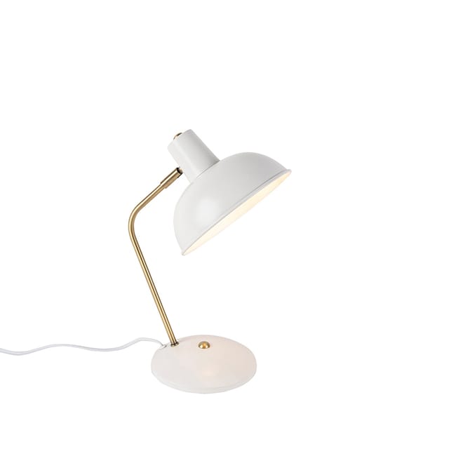 Retro-Tischleuchte Weiß mit Bronze 38cm - Milou