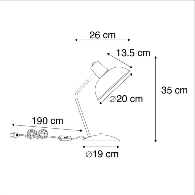 Retro Tischlampe grün mit Bronze - Milou