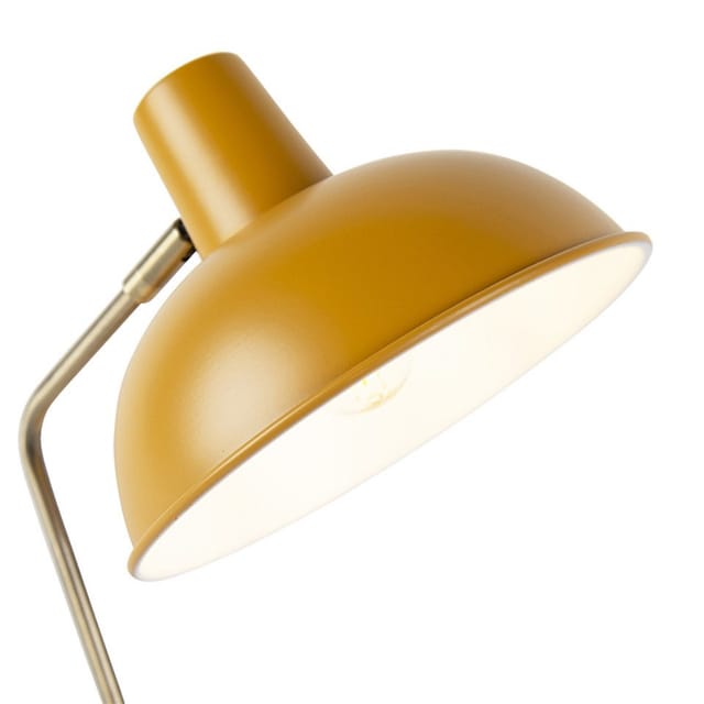 Retro Tischlampe gelb mit Bronze - Milou