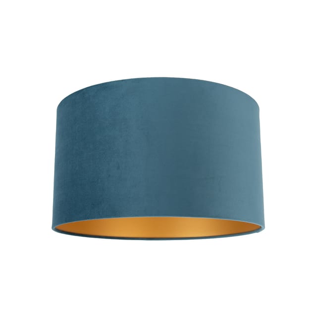 Velour Lampenschirm blau 35/35/20 mit goldener Innenseite