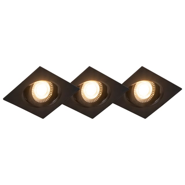 3er Set Einbaustrahler schwarz inkl. led 3-stufig dimmbar - Miu