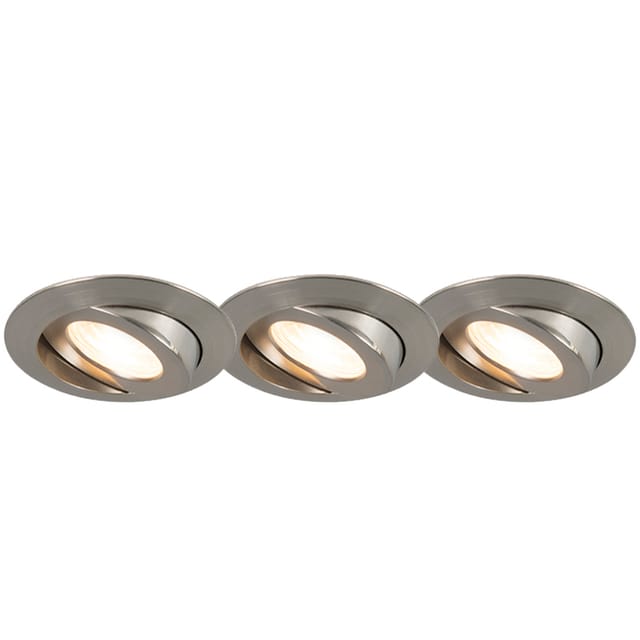 3er Set Einbaustrahler Stahl inkl. led IP44 - Relax led