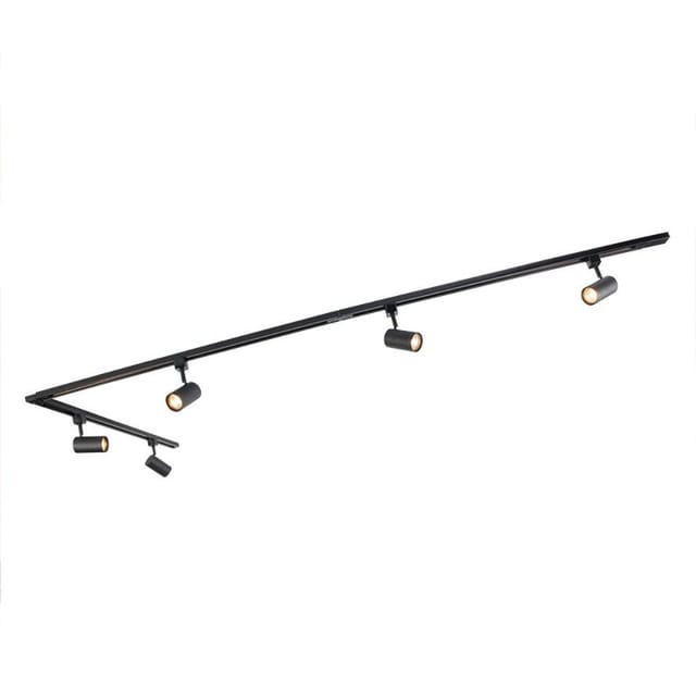 Modernes Schienensystem mit 5 Strahlern Schwarz 1-phasig - Iconic Jeana