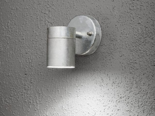 Kleine Außenwandleuchte modena Downlight, Höhe 9cm aus Stahl, Silber