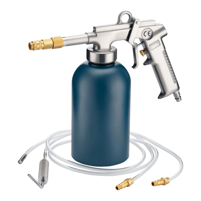 Druckbecherpistole 1100ml 4-6bar 1/4' Hohlraumpistole u. Schläuche Spritzpistole Hakendüse Runddüse