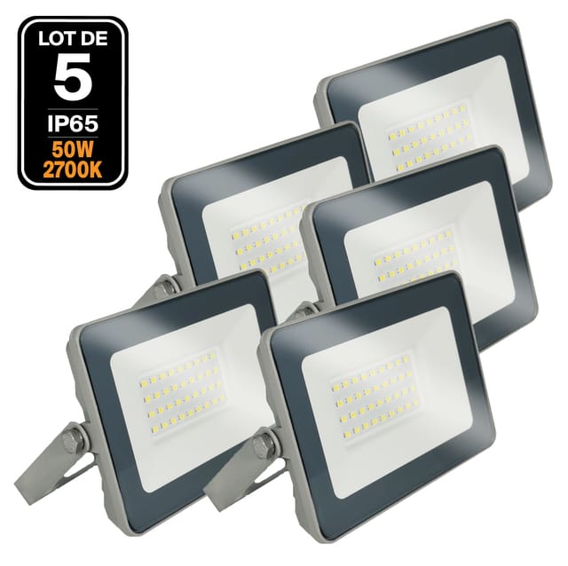 Europalamp - 5 LED-Fluter 50W ProLine Warmweiß 3000K Hohe Helligkeit.