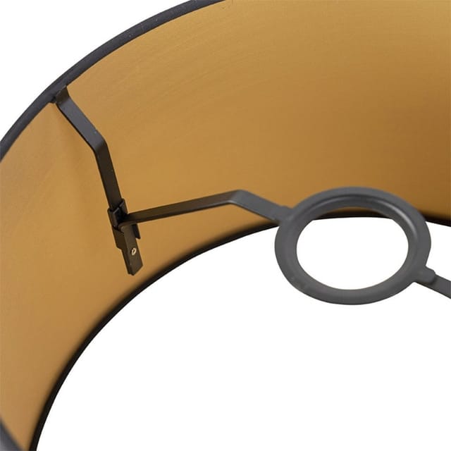 Baumwolllampenschirm schwarz 35/30/20 mit goldenem Interieur