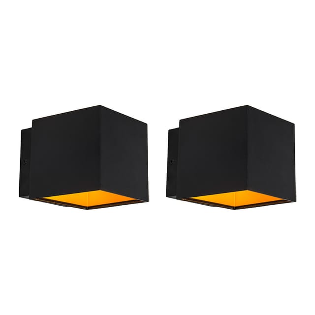 2er Set Design Wandleuchten schwarz / gold inkl. led - Caja