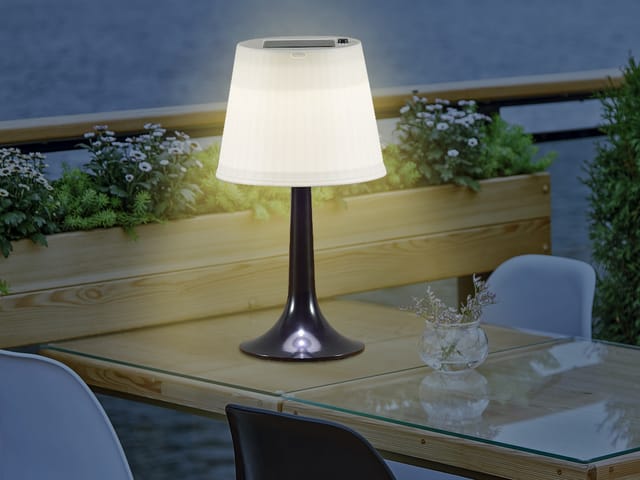 Konstsmide - led Solar Outdoor Tischleuchte assisi aus Kunststoff Schwarz, Höhe 36cm