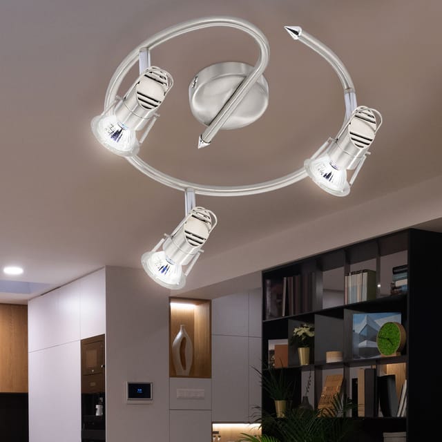 Deckenlampe Deckenleuchte Spotlampe Spotleuchte Spotrondell Wohnzimmerleuchte, 3 Flammig Spot beweglich, Stahl, led 3W 690Lm warmweiß, DxH 42x17cm