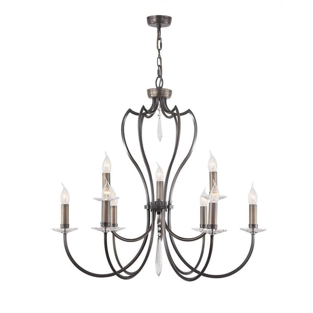 Elstead - Kronleuchter Hängelampe Pendelleuchte Messing Kristalle Deckenlampe Dunkelbronze