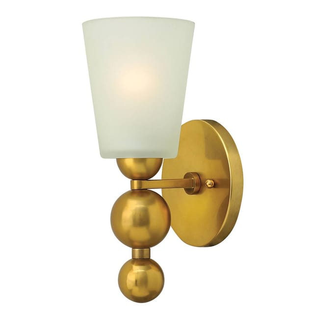 Elstead - Zelda - 1 Licht Wandleuchte Vintage Messing Glasschirm, E27
