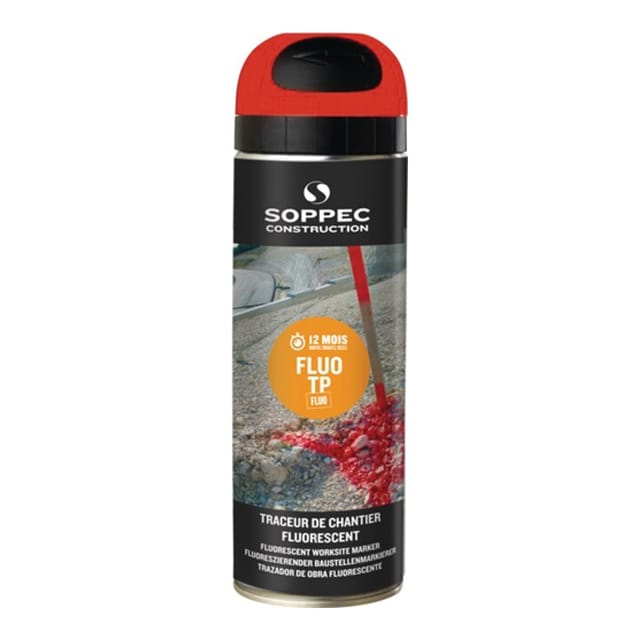 Soppec - 141513E Baustellenmarkierspray fluo tp leuchtrot 500 ml