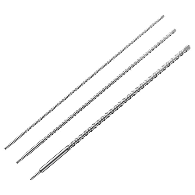 Sds Bohrer Set 3 teilig, 1000 mm Länge, 870 mm Bohrtiefe, ø 12/16/24 mm, Hammerbohrer Durchbruchbohrer aus Stahl für Wände, Beton, Stein - Wiltec