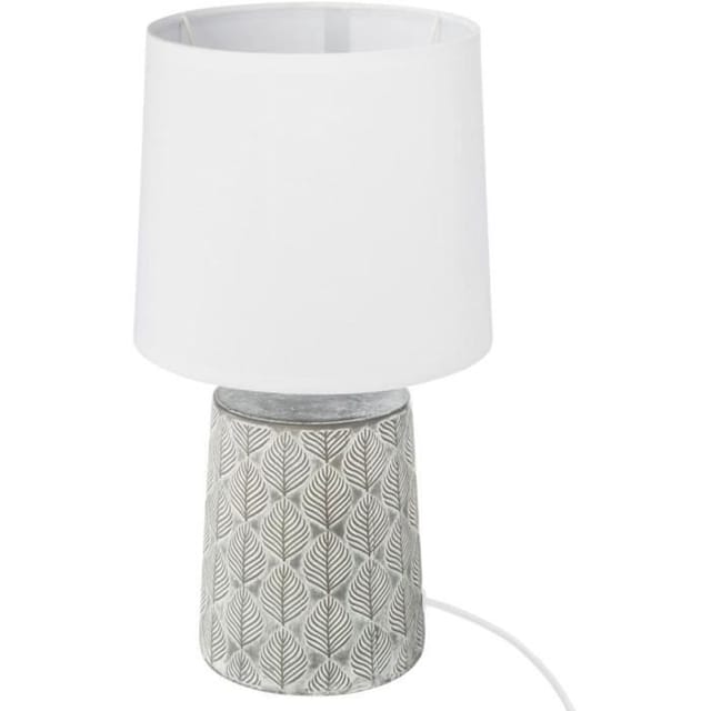 Atmosphera - Niedliche Tisch - und Schreibtischlampe mit dekorativem Keramikfuß, grau 21 x 35 cm