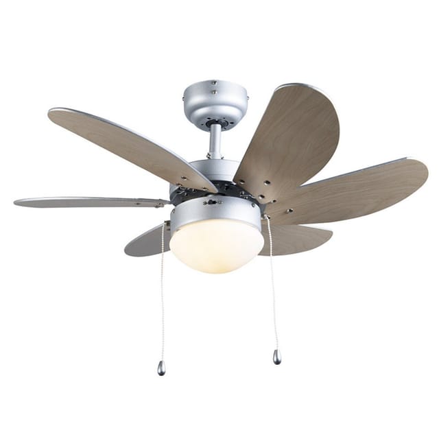 Deckenventilator Stahl mit Holzprint 80cm mit Zugschalter - Fresh