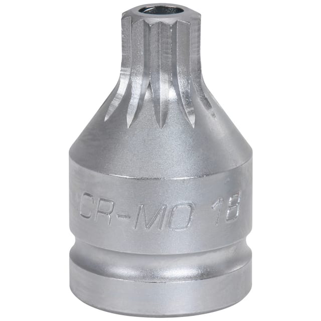 3/4' Kraft-Bit-Stecknuss Vielzahn mit Bohrung, kurz, M16