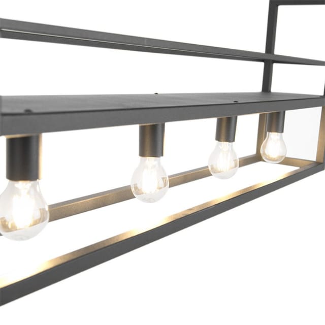 Industrielle Hängelampe schwarz mit Rack 4-Licht - Cage Rack