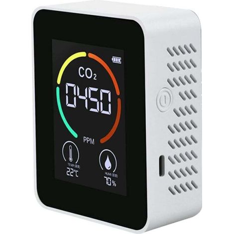 Ulisem 3-in-1 Co₂-detektor – Co₂-monitor – Kohlendioxid-detektor – Luftqualität – Temperatur Und Luftfeuchtigkeit – Für Zuhause, Büro, Gewächshaus, Lagerhalle – Weiß