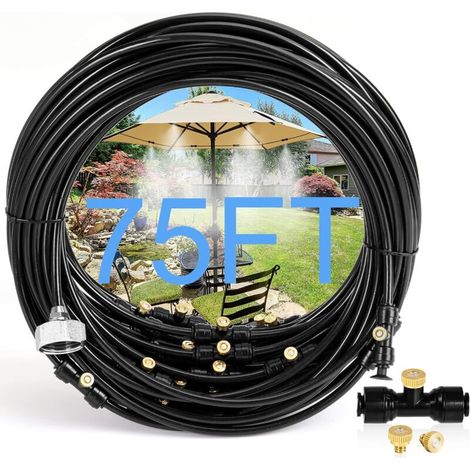 Brast – 23 Meter Langes Sprühnebelsystem – 20 Messingdüsen – 3/4"-adapter – Außenkühlung Für Terrasse, Garten Und Gewächshaus