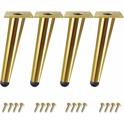 Ymyny 4er-set 20 Cm Schräge, Kegelförmige Tischbeine - Möbelbeine Für Betten, Kleiderschränke, Stühle - Gold, Mit Schrauben