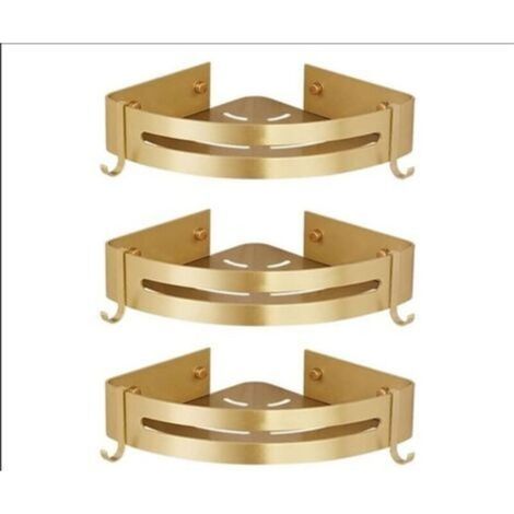 Duschablage Ohne Bohren, Eckbadezimmerablage, Sternenlicht-badezimmerablage (glänzendes Sandgold, 3 Ebenen)