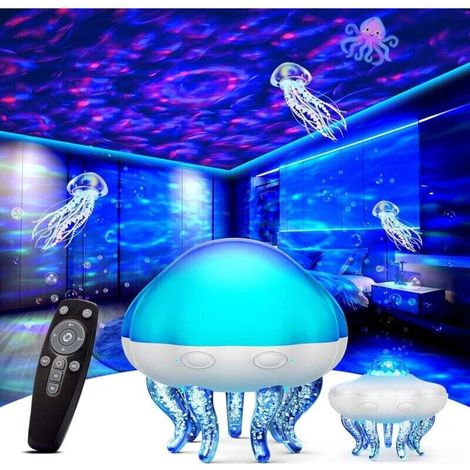 Galaxienprojektor Fürs Schlafzimmer, Quallenwellen-ozeanprojektorlampe & Wasserwellen-nachtlicht, 8 Farben, 3-in-1 Aurora-lichtprojektor Mit Fernbedienung & Timer, Quallenlampe Für Die Schlafzimmerdek