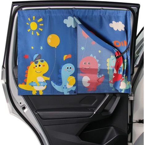 Ymyny Doppellagiger Magnetischer Sonnenschutz Für Autofenster Für Babys Mit Niedlichen Mustern, Sonnenschutz Für Babyautos, Für Den Heimgebrauch, Blockiert Uv-strahlen (dinosaurier)