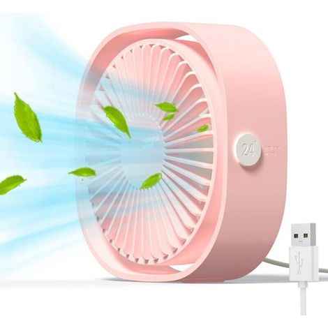 Ymyny Mini-usb-tischventilator, Leise, Tragbar, Nur Usb-betrieben (ohne Batterie), 3 Geschwindigkeitsstufen, 360° Drehbar, Für Zuhause Und Unterwegs (pink)