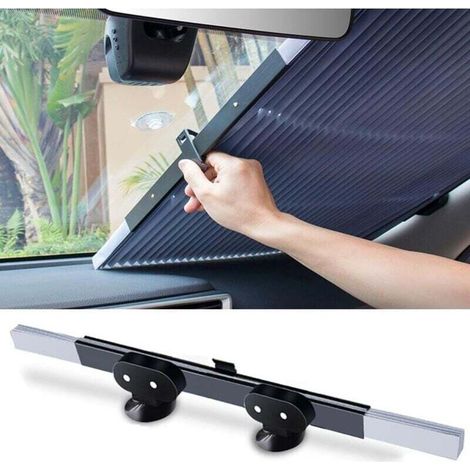 Ymyny Auto-sonnenschutz, Frontscheiben-sonnenschutz, Einziehbarer Automatischer Auto-windschutzscheiben-sonnenschutz, Sonnenschutzvisier Mit Saugnapfbefestigung, Vorhang Mit Uv-schutz (65 Cm)