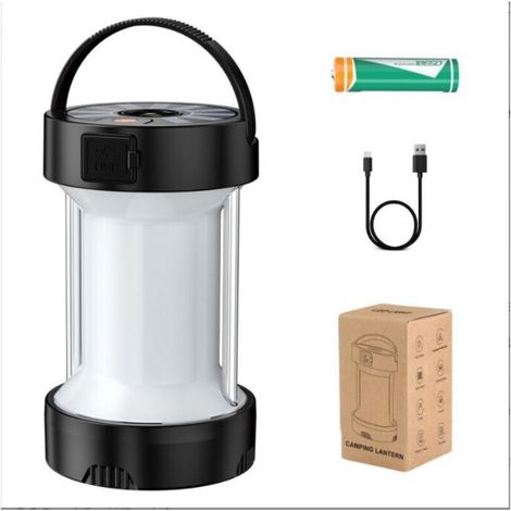Wiederaufladbare Led-laterne, 1000 Lumen, 4000 Mah, 360°-campinglampe, Wiederaufladbare Led-taschenlampe, Ultrahell, 4 Modi, Usb-kabel Inklusive, Ipx4 Wasserdicht, Schwarz