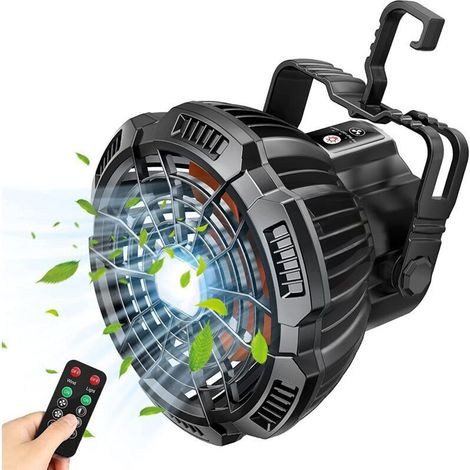 Ymyny Leiser Ventilator 5200mah, Tragbarer Tischventilator, 180° Drehbar Mit Led-licht, Usb-wiederaufladbar, Campingventilator, Fernbedienung, Haken, Für Reisen/picknick/büro/wohnzimmer