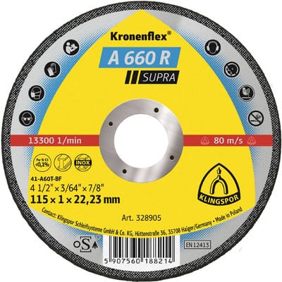 Klingspor - 328905 Trennscheibe a 660 r Supra D115x1mm gerade inox Bohrung 22,23 m