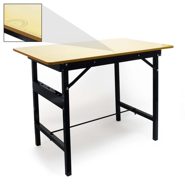 Werkbank 100 x 60 x 76 cm klappbar, Werktisch faltbar, linierter Arbeitstisch bis 150 kg belastbar, Werkstatteinrichtung aus Stahl und Holz - Wiltec