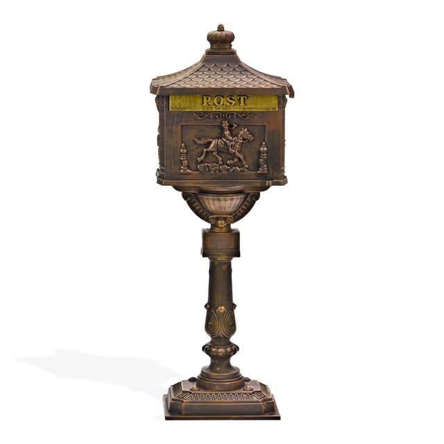 Standbriefkasten ANTIK bronze Alu-Guss kunstvoll Briefkasten Postkasten massiv
