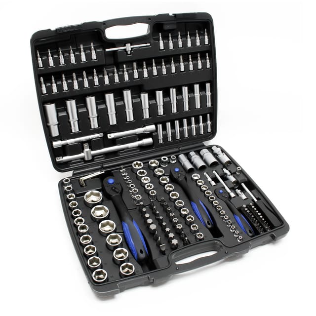 Steckschlüssel Set 172 tlg Ratschenkasten Knarrenkasten Steckschlüssel-Satz Nusskasten 1/4' 1/2' 3/8 Stecknüsse für Schraubarbeiten, hochwertiger