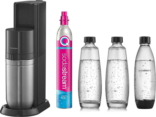 SodaStream DUO Vorteilspack titan Wassersprudler inklusiv 2 Glasflaschen & 1 Kunststoffflasche