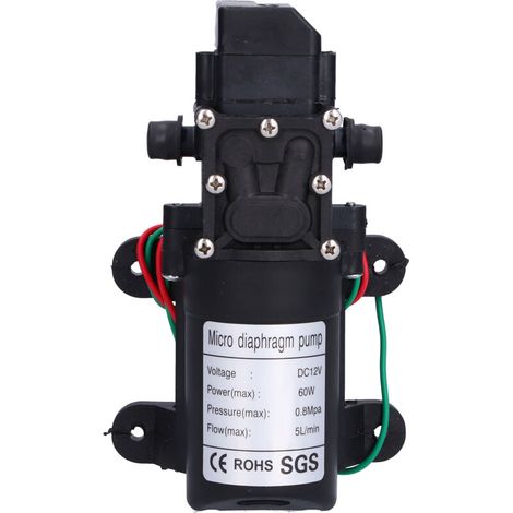 Sjlerst – 12v 60w Selbstansaugende Membranpumpe – Fördermenge 5l/min – Maximaldruck 0,8 Mpa – Förderhöhe 30m – Für Bewässerung Und Schwimmbäder