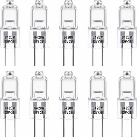 Odipie – G4 12v 20w Halogenlampe – Warmweiß 3000k – 350lm Helligkeit – Dimmbar – 10er-pack – 2000 Stunden Lebensdauer