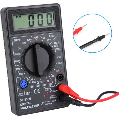 Sjlerst – Dt-830b Tragbares Lcd-digitalmultimeter – Misst Wechsel- Und Gleichspannung Bis 1000 V – Stromstärke Bis 10 A – Widerstand Bis 2000 Kω – Überlastschutz