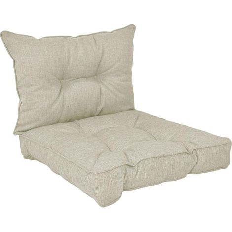 Pokar Gartenkissen, Stuhlkissen, 2er-set (1x Sitzkissen 60x60x10 Cm + 1x Rückenkissen 60x40x10 Cm), Beige