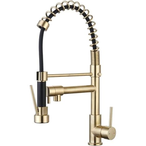 Aimoonsa – Küchenarmatur In Gold Mit Ausziehbrause – Essefix-system Für Einfache Installation – Inklusive Flexiblem Und Ummanteltem Schlauch – Acs-zertifiziert