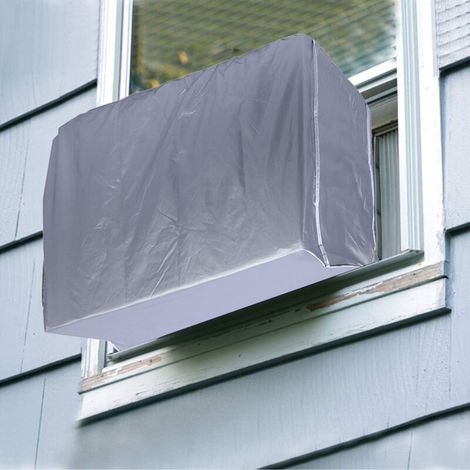 Sjlerst Outdoor-klimaanlagenabdeckung, Silberne Polyester-universal-klimaanlagenabdeckung Für Standard-staubschutz Und Schneeschutz (86 X 32 X 56 Cm)