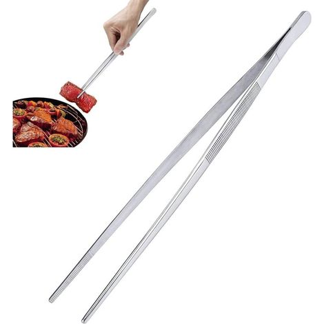 Küchenpinzette Aus Edelstahl, 30 Cm Lange Kochzange, Küchenwerkzeug Zum Grillen Und Kochen, Lange Gerade Pinzette
