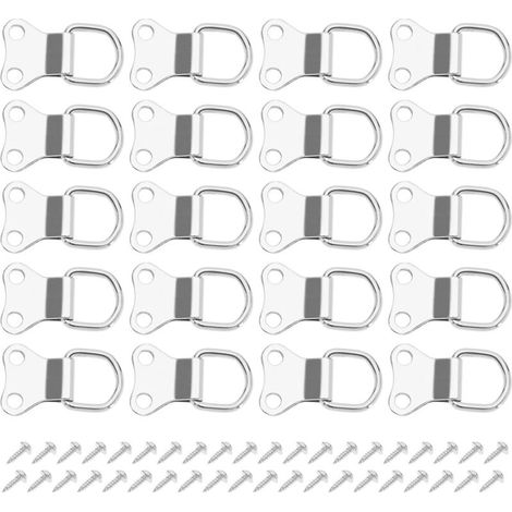 Lntyq 50 Stück Bilderrahmen-aufhängehaken Mit D-ring, Doppelloch-bilderrahmenaufhänger Mit Schrauben, Wandhalterung, Verzinnt, 3,5 X 2,2 Cm, Silber