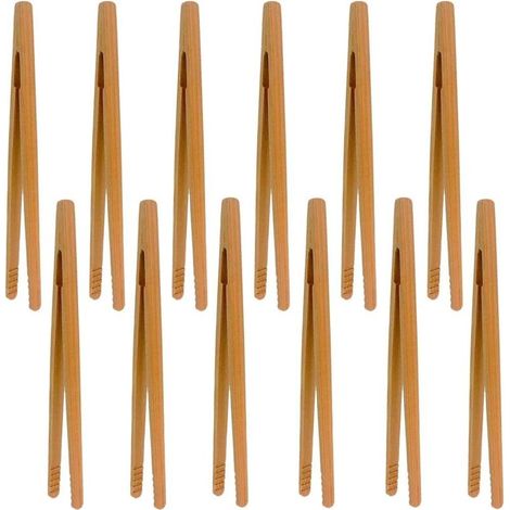 Bambuszangen, 12-teiliges Bambus-küchenzangen-set, Toastzangen, Brotzangen Aus Holz, Für Grillabende, Buffets, Brot Und Steaks