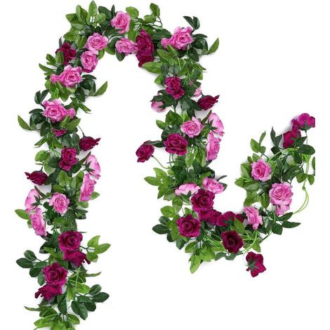 4,8 M Lange Künstliche Blumengirlanden Aus Rosa Seide, Für Hochzeitsbögen, Partys, Haus- Oder Gartenwanddekoration (magenta)